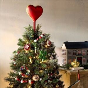 GORGEOUS🫶 Red Heart Tree Topper with Gold Glitter